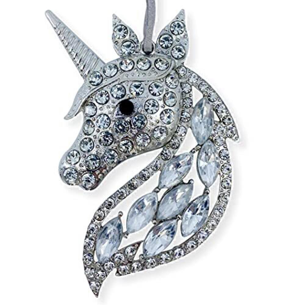 Crystal Unicorn Ornament for Christmas Tree or Hanging Décor, 3.5 x 2.5